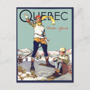 Québec, vintersporter i Kanada, par på skidor Vykort