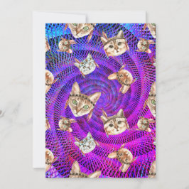 Quebecois Birthday Hippie cat head psychedelic Julkort