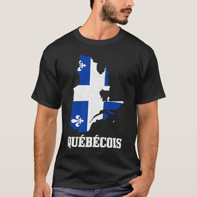 Quebecois Quebec Karta Flagga Pride Kanada T Shirt (Framsida)