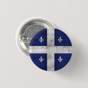 Québecs flagga i grunge stil eroderad knapp
