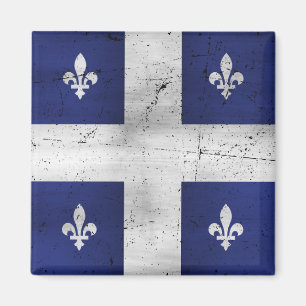Québecs flagga i grunge stil eroderad magnet