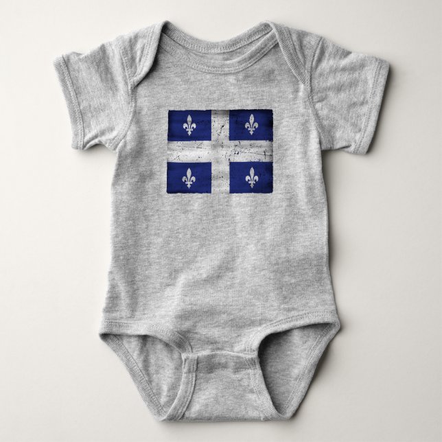 Québecs flagga i grunge stil eroderad t shirt (Framsida)