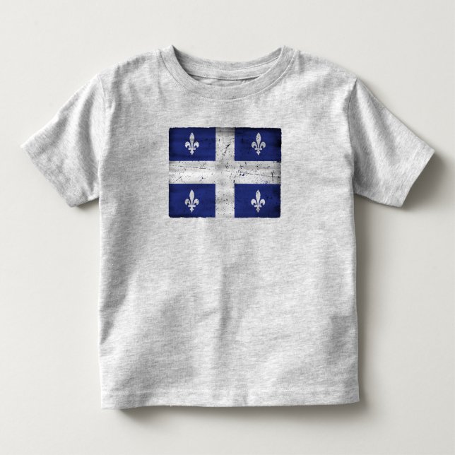 Québecs flagga i grunge stil eroderad t shirt (Framsida)