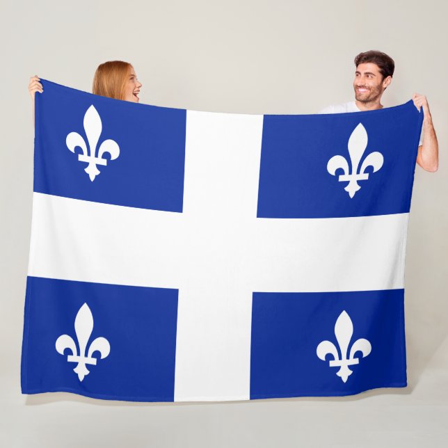 Quebecs flagga PQ Qc med fleur de lys Fleecefilt (På plats)