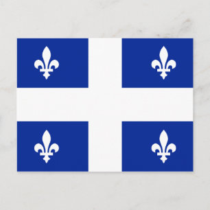 Quebecs flagga PQ Qc med fleur de lys Vykort