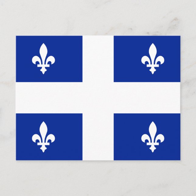 Quebecs flagga PQ Qc med fleur de lys Vykort (Framsida)