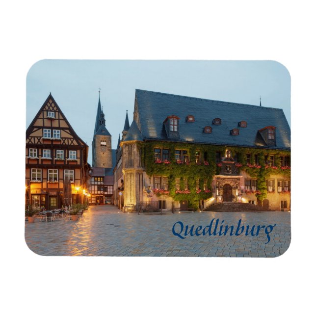 Quedlinburg nattfoto magnet (Horisontell)