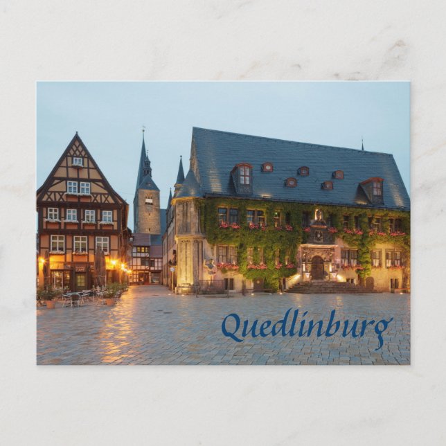 Quedlinburg nattfoto vykort (Framsida)