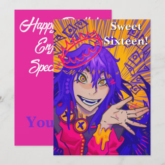Queen anime sweet sixteen happy birthday kort