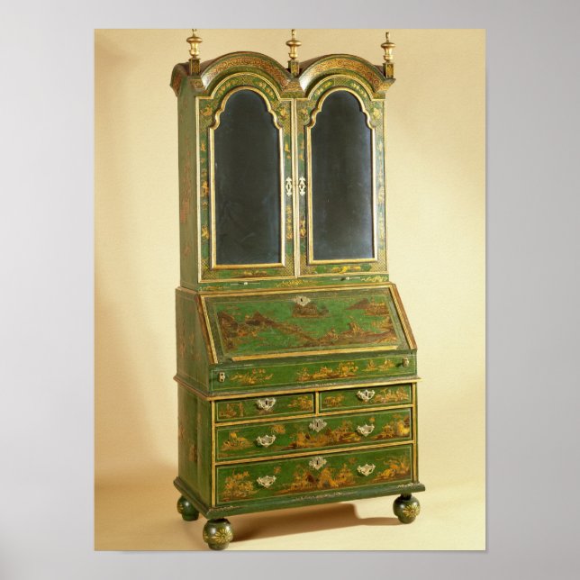 Queen Anne Bureau cabinet med boll foot, 1710 Poster (Framsidan)