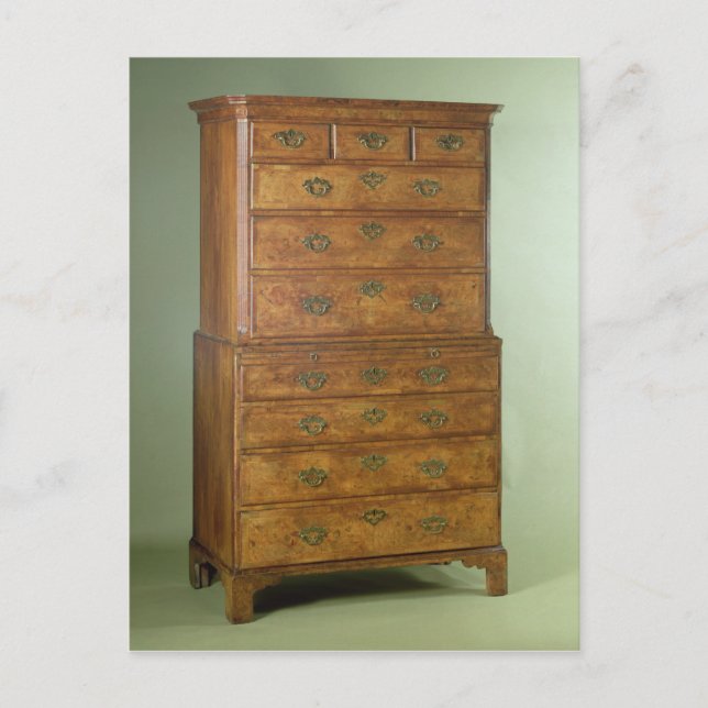 Queen Anne walnut Tallboy, tidigt 1800-talet Vykort (Framsida)