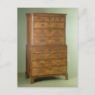 Queen Anne walnut Tallboy, tidigt 1800-talet Vykort