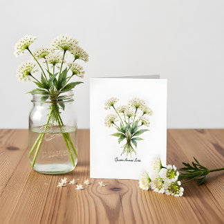 Queen Anne's Lace Floral Blank Note Card Anteckningskort