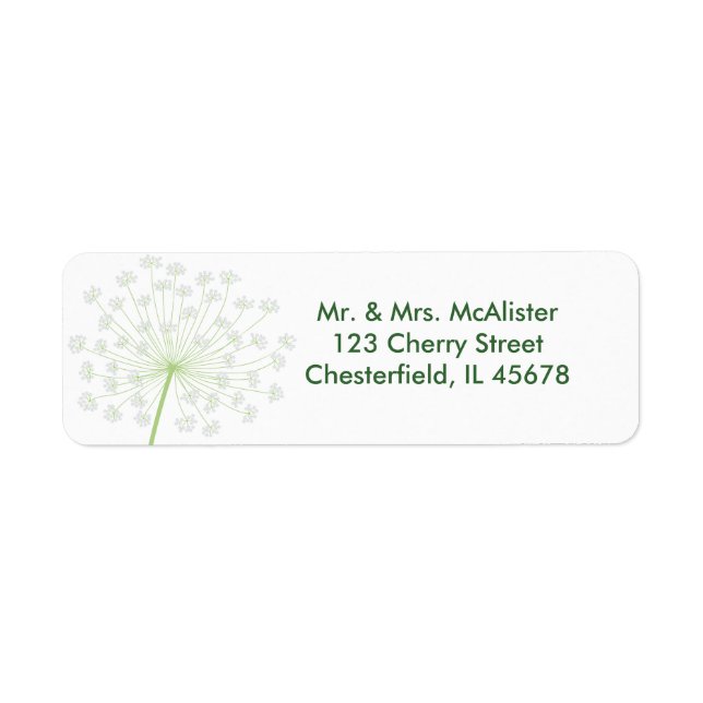 Queen Anne's Snöre Flower Address label Returadress Etikett (Framsidan)