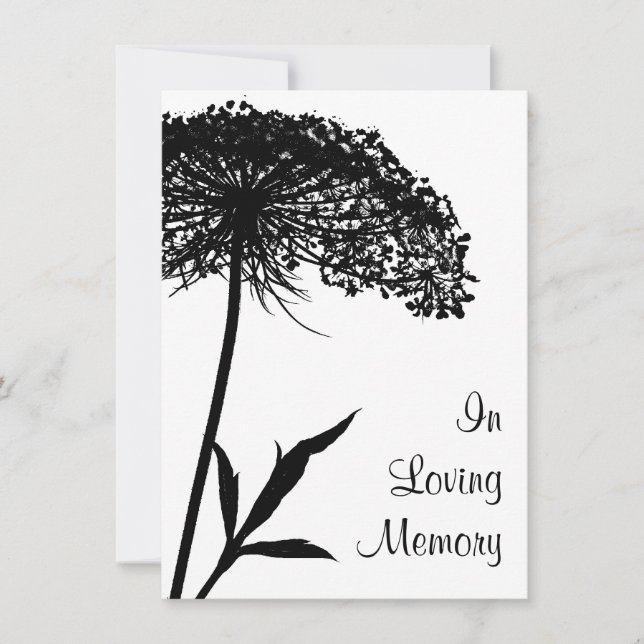 Queen Anne's Snöre Funeral Memorial Announcement Inbjudningar (Framsida)