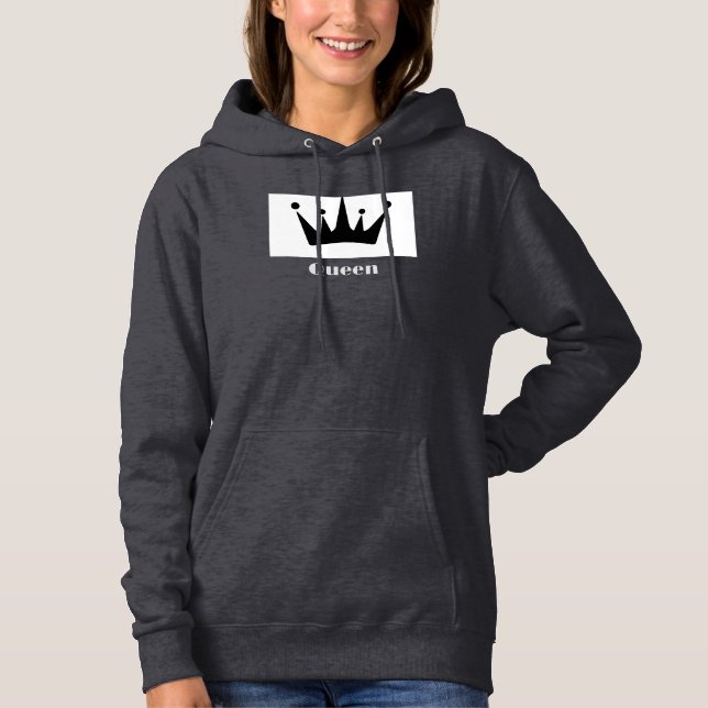 Queen Anpassningsbar Text Krona Hoodie DarkGrey Sw T Shirt (Framsida)