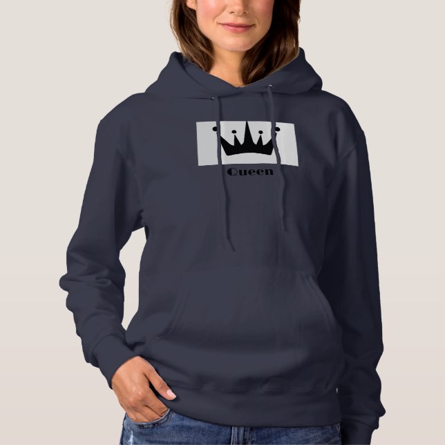 Queen Anpassningsbar Text Krona Hoodie NavyBlue Sw T Shirt (Framsida)