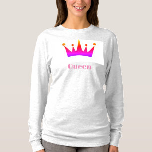 Queen Anpassningsbar Text Krona Image Ash-Långärma T Shirt