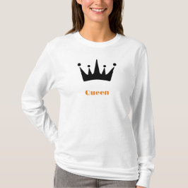 Queen Anpassningsbar Text Krona Image White-Långär T Shirt