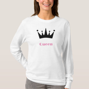 Queen Anpassningsbar Text Krona Image White-Långär T Shirt