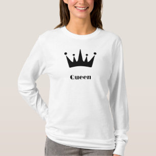 Queen Anpassningsbar Text Krona Image White-Långär T Shirt