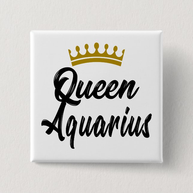 Queen Aquarius Zodiac Horoscope Stjärntecken Birth Knapp (Framsida)