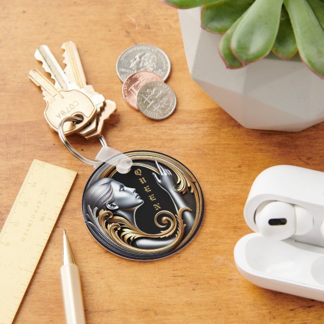 Queen Art's Metall Circle Keychain - Elegant, Ligh Nyckelring (Skrivbord)