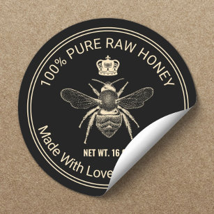 Queen Bee Apiary Bibibibehåller Beehive Honung Bur Runt Klistermärke