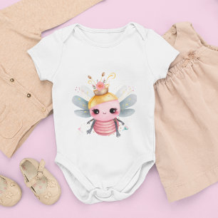 Queen Bee är nedtryckt i Rosa och Cute Flower Kron T Shirt