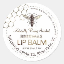 Queen Bee Beeswax Lip Balm-etikett Honeycomb Runt Klistermärke