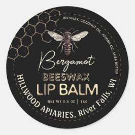 Queen Bee Beeswax Lip Balm-etikett Honeycomb Runt Klistermärke