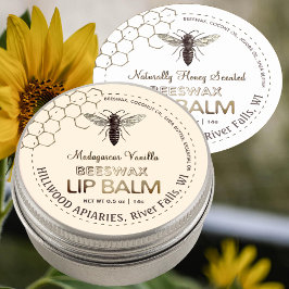 Queen Bee Beeswax Lip Balm-etikett Honeycomb Runt Klistermärke