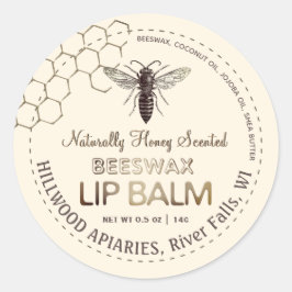 Queen Bee Beeswax Lip Balm-etikett Honeycomb Runt Klistermärke
