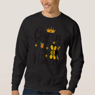 Queen Bee Black Girl Magic Melanin Women Afro Amer Lång Ärmad Tröja
