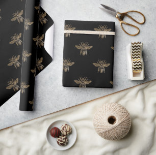 Queen Bee Black Guld Elegant Gift Presentpapper