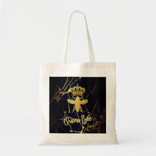 QUEEN BEE Black & Guld Marble TOTE BAG Tygkasse