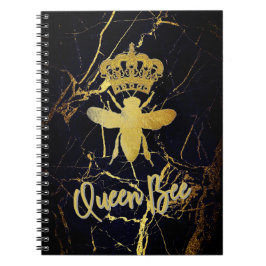 QUEEN BEE Black Marble Spiral bärbar dator Journal Anteckningsbok