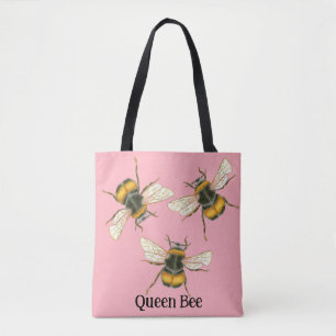 Queen Bee Bumblee Bee Anpassade Illustration Tygkasse