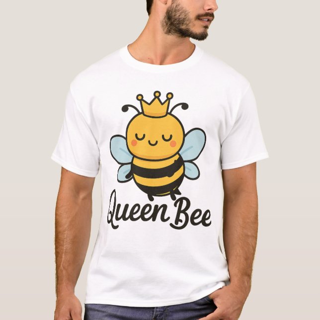 Queen Bee - Cute Honeybee Illustration Shirt T Shirt (Framsida)