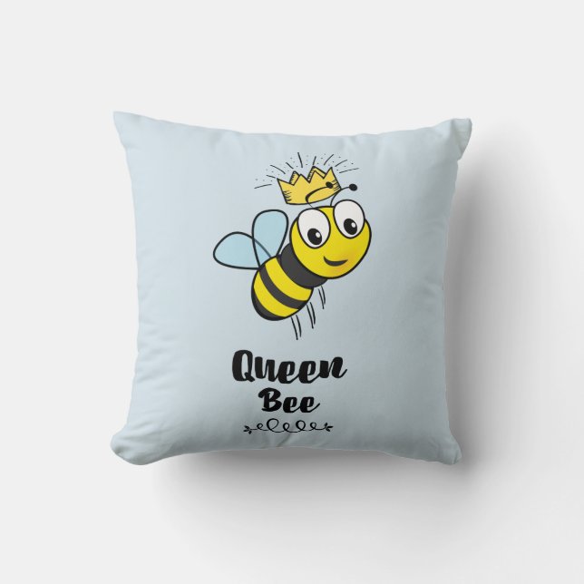 Queen Bee Cute Humla med Krona Kudde (Framsida)
