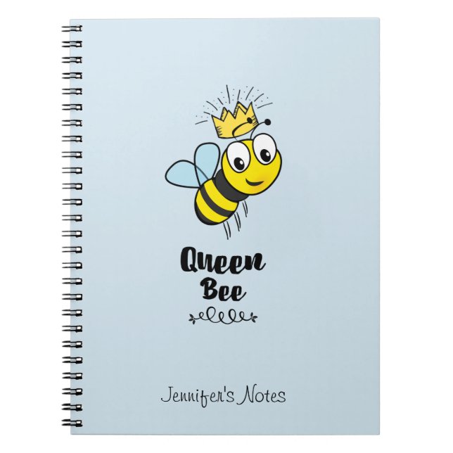 Queen Bee Cute Humla med Krona Personlig Anteckningsbok Med Spiral (Framsidan)