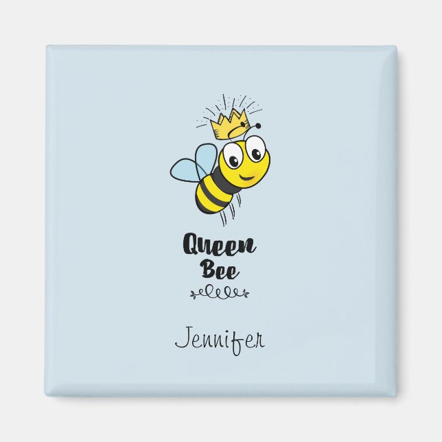 Queen Bee Cute Humla med Krona Personlig Magnet (Framsidan)
