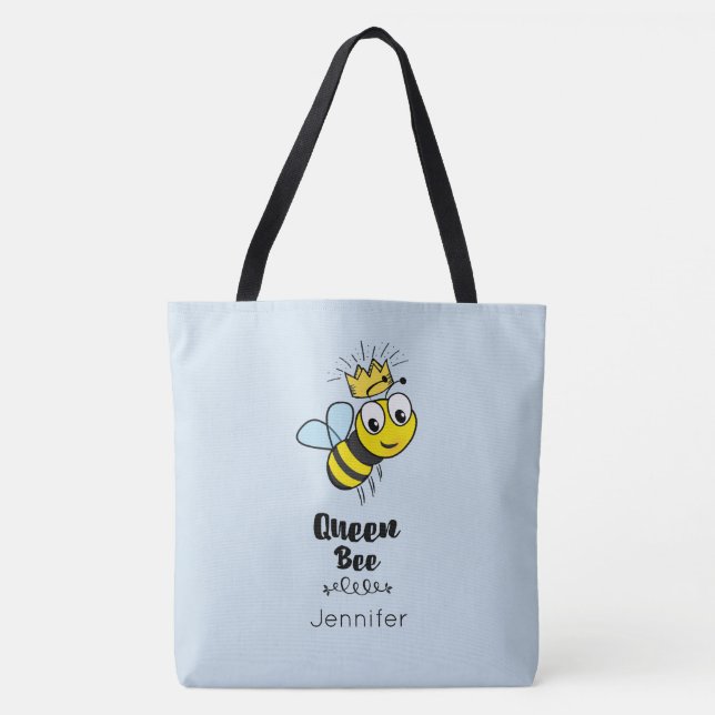 Queen Bee Cute Humla med Krona Personlig Tygkasse (Framsida)