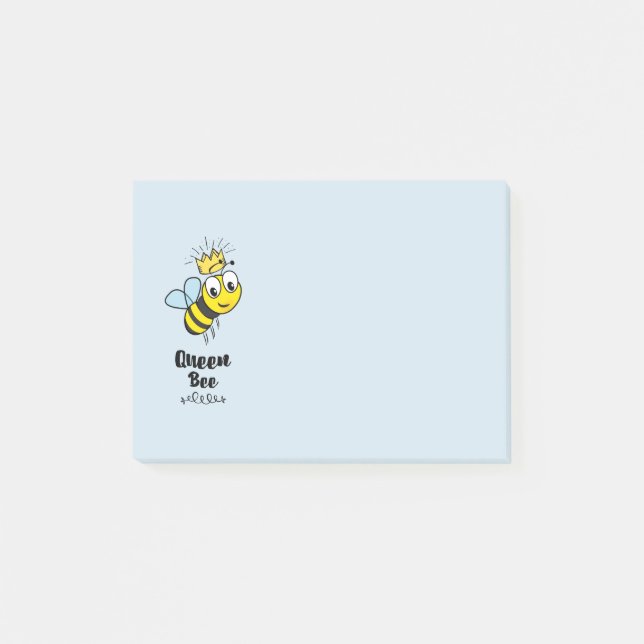 Queen Bee Cute Humla med Krona Post-it Block (Framsida)