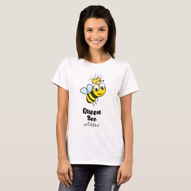 Queen Bee Cute Humla med Krona Tee Shirt (Hel framsida)