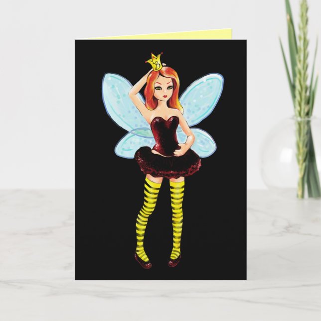 Queen Bee Fairy Birthday eller Greeting Card Kort (Framsida)
