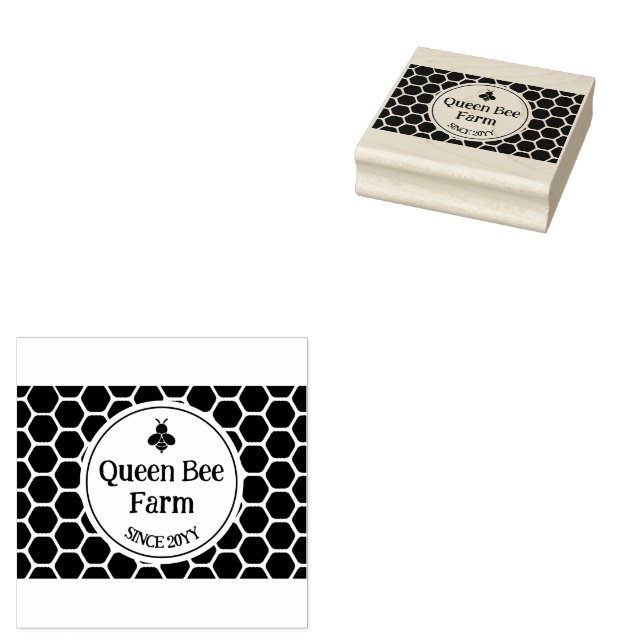 Queen Bee Farm Wood Art Frimärke Stämpel (Stämplad)