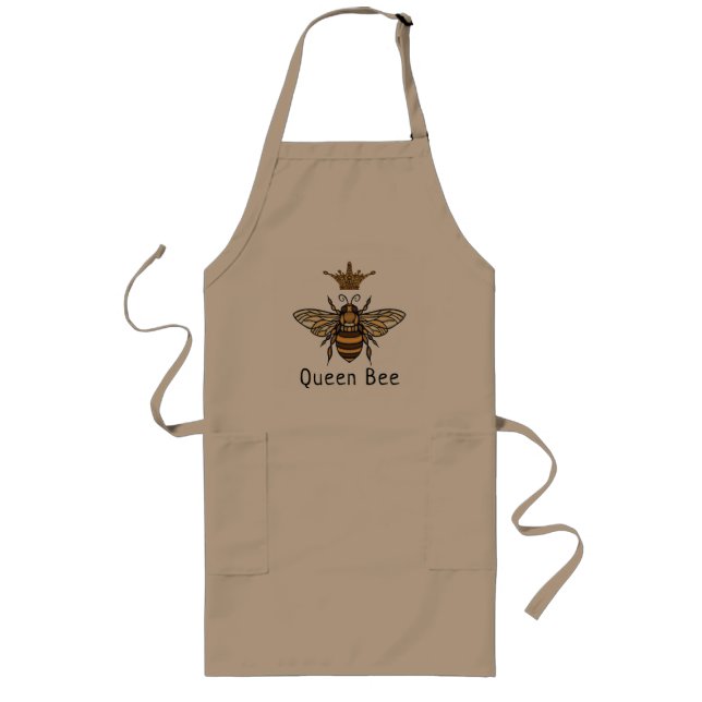 Queen Bee Finare Krona Personalize Long Apron Långt Förkläde (Framsidan)