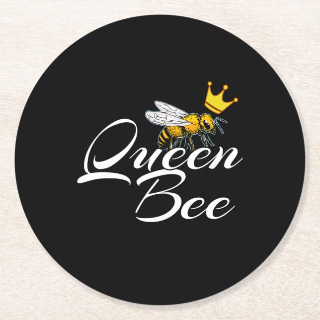 Queen Bee | Gåvobistånd till kvinnor | Bee Keeper- Underlägg Papper Rund (Framsidan)