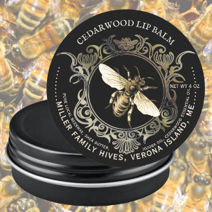 Queen Bee Guld Ornate Ram Beeswax Lip Balm Runt Klistermärke